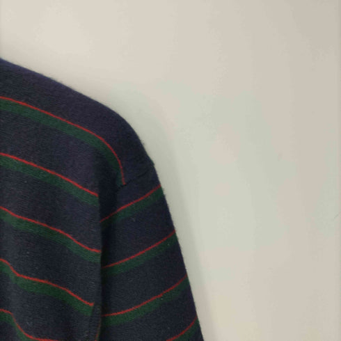 ポロバイラルフローレン Polo by RALPH LAUREN 90S ポニー刺繍 LAMBSWOOL 100% ラムウール リブ編み マルチボーダー プルオーバー ニット セーター メンズ import:M